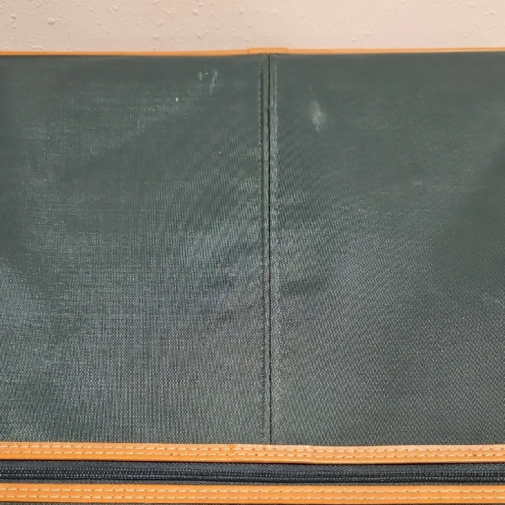 Oscar De La Renta Vintage Canvas Green & Tan Luggage Suit Case